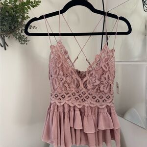 Free People Pink Lace Camisole